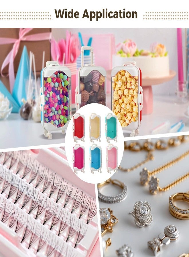 Anjetan 12 PCS Mini Suitcase Party Favor Boxes, Assorted Color Luggage Trolley Candy Box, Clear Small Suitcase Present Package Case, Rolling Empty Storage Box for Jewelry False Eyelash - Image 5